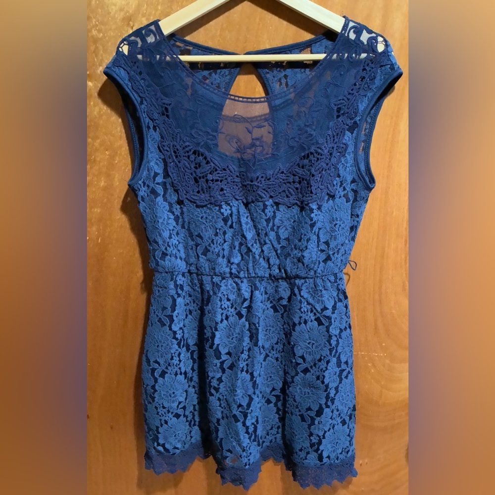 Sequin Hearts Royal Blue Lace Dress